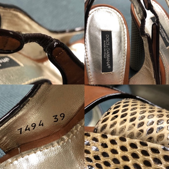 NIB D&G Snakeskin Platform Slingback Heels Sz 39 - Picture 8 of 13